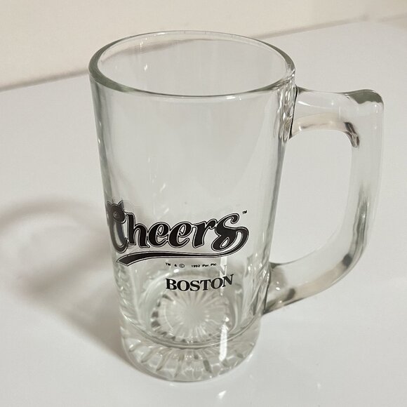 CHEERS BOSTON 1992 GLASS 12 oz BEER MUG 5.5'tall/PREOWNED - Picture 1 of 7